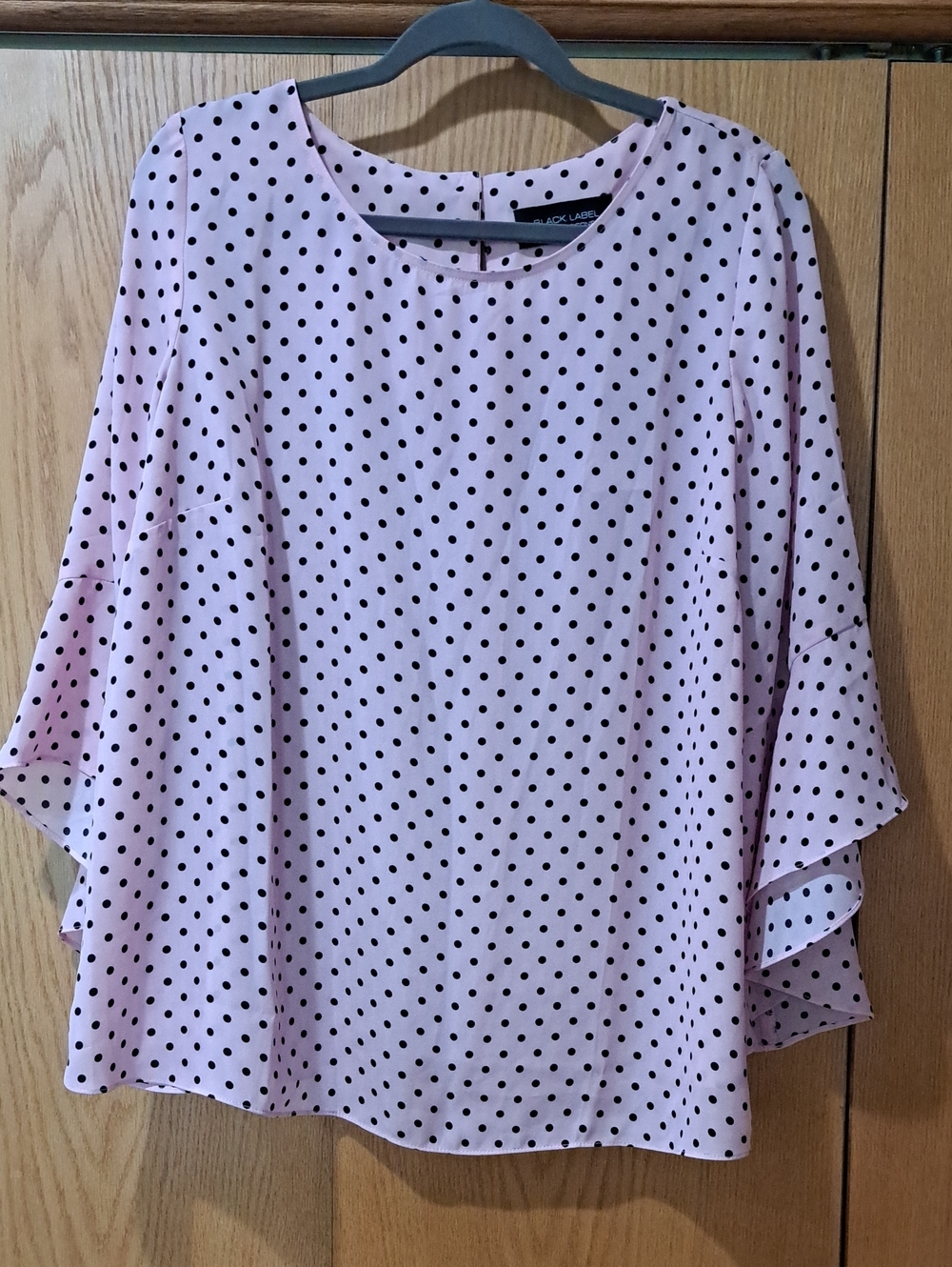 Evan Picone Pink Polka Dot Ruffle Sleeve Blouse